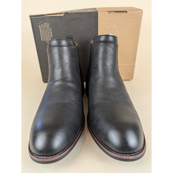 Vance Co Boots Mens 12 M Landon Dress Chelsea Black Faux Leather Ankle Shoes NEW main image 6